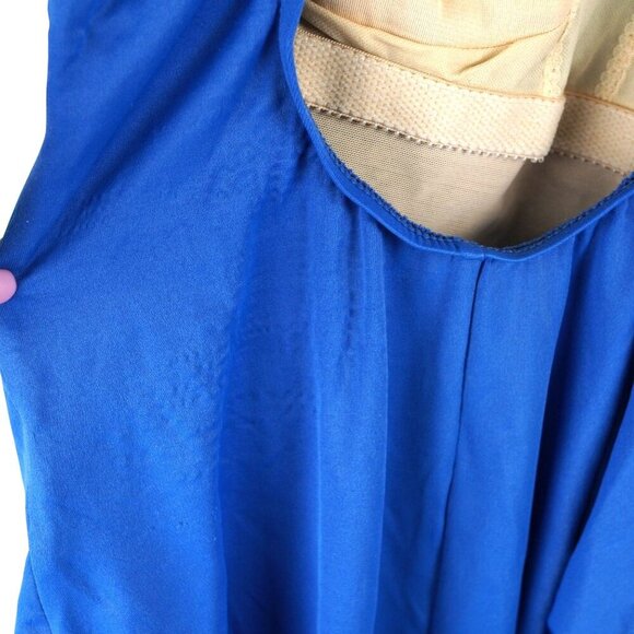 Diane Von Furstenberg Blue Mesh High Neck Swimsuit One Piece Size 16 Made USA - Picture 3 of 5